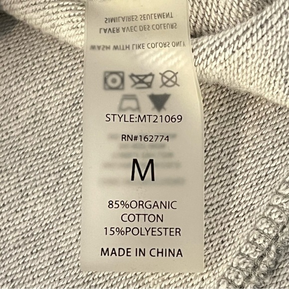 IVI Organic Cotton oversized pullover hoodie, short sleeve, pockets, grey size M - Picture 11 of 12